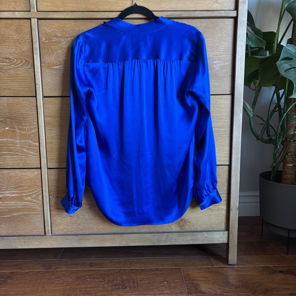 L'Agence 'Bianca' Blue Silk Collar Blouse Size XS/T - Picture 3 of 6